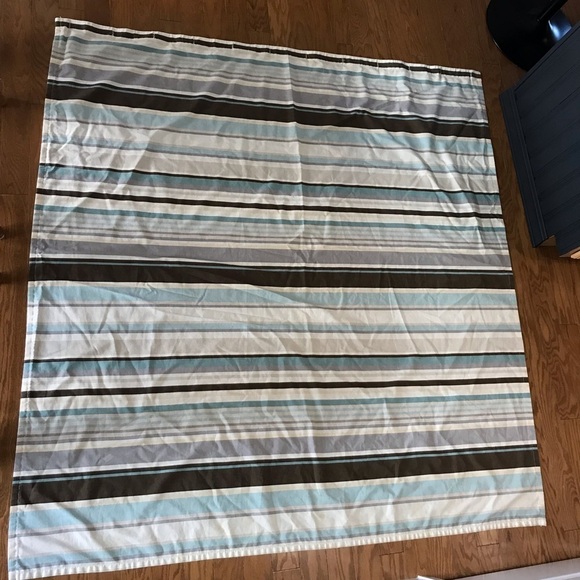 Striped Shower Curtain Beach Brown Tan Aqua Blue stripes - Picture 5 of 14